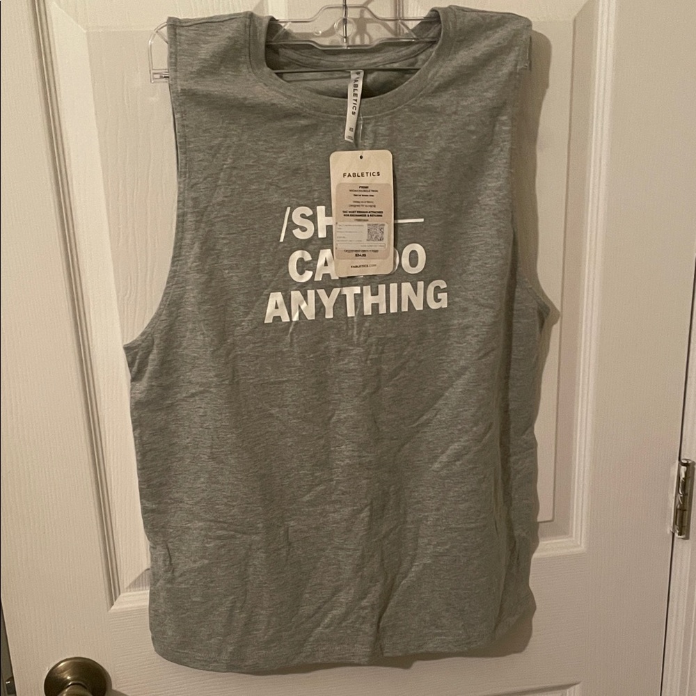 Fabletics Gray Graphic Tank Top